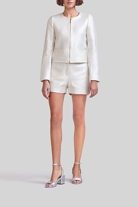 SILVER COATED COTTON KNIT TWEED-STYLE JACKET 3