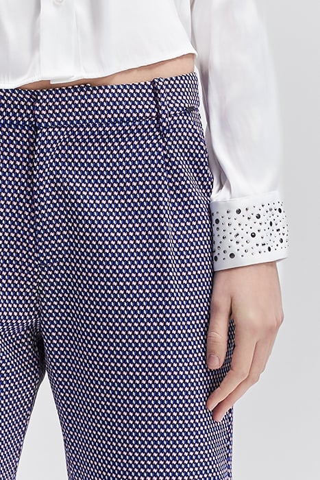 WHITE LENZING™ ECOVERO™ TROUSERS WITH OPTIC PRINT 5