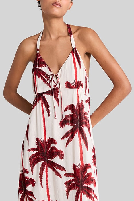 ECRU LONG DRESS WITH PALM TREE PRINT 5