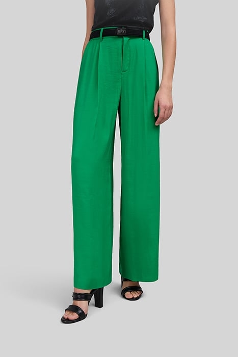 GREEN SATIN WIDE-LEG TROUSERS 1