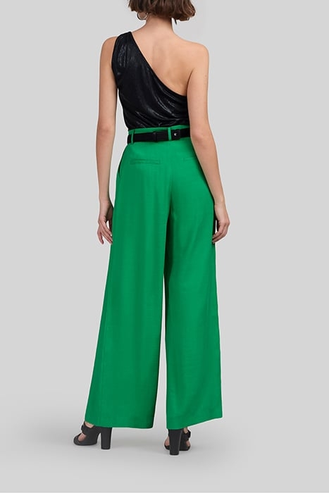 GREEN SATIN WIDE-LEG TROUSERS 4