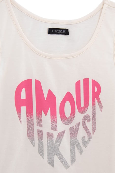 GIRLS' ECRU VEST TOP WITH HEART-SHAPED SLOGAN 3