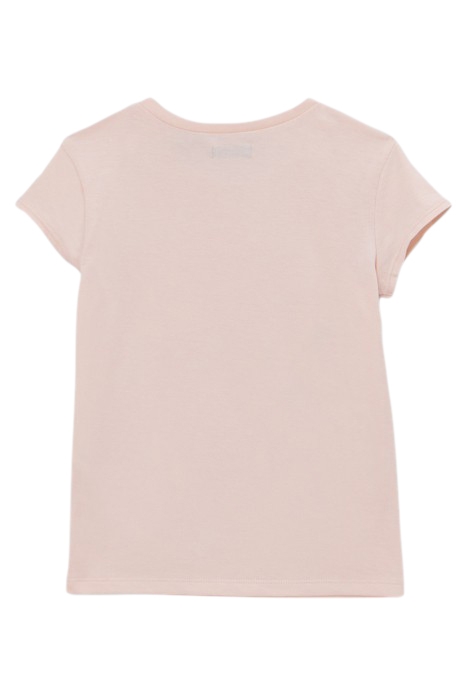 GIRLS’ PINK T-SHIRT WITH BLUE GLITTER PARROT IMAGE 2