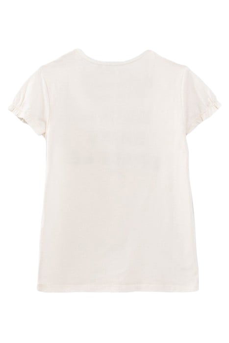 GIRLS’ ECRU T-SHIRT WITH METALLIC SLOGAN 2