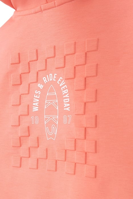 BOYS’ NEON ORANGE CARDIGAN, EMBOSSED CHECKERBOARD ON BACK 6