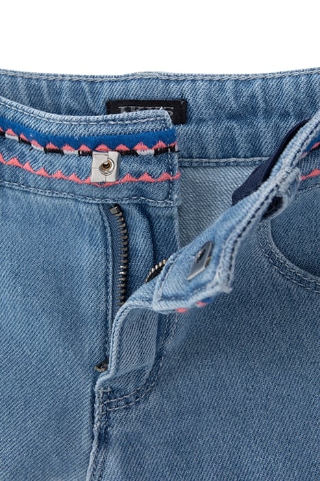 GIRLS’ DEEP-DYE WATERLESS DENIM SHORTS, EMBROIDERED WAIST 5