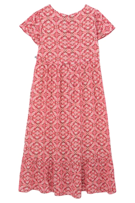 GIRLS’ PINK LONG DRESS WITH ETHNIC PRINT 2