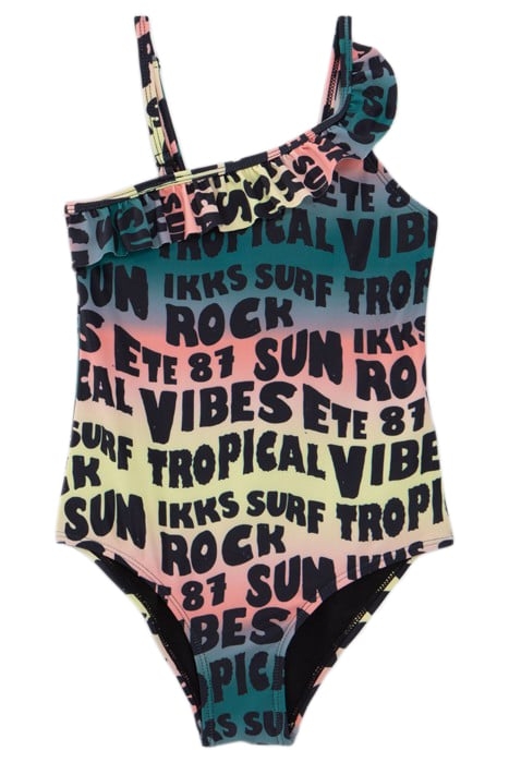 GIRLS’ BLACK SWIMSUIT WITH LETTER PRINT 1