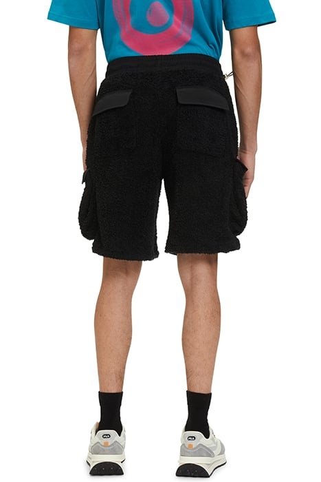 TERRY FABRIC CARGO SHORTS WITH NYLON INSTERTS BLACK 2
