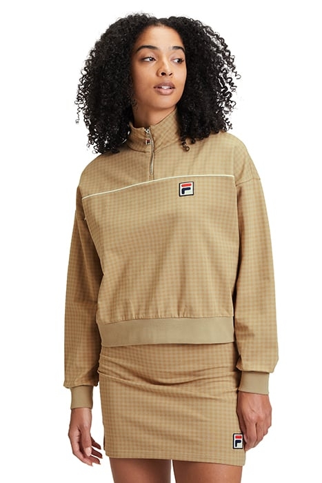 LIEBAU AOP HALF ZIP SWEATER CORNSTALK PEPITA AOP 1