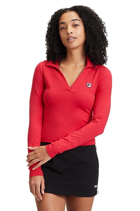 LEE LONGSLEEVE POLO SHIRT TRUE RED 1