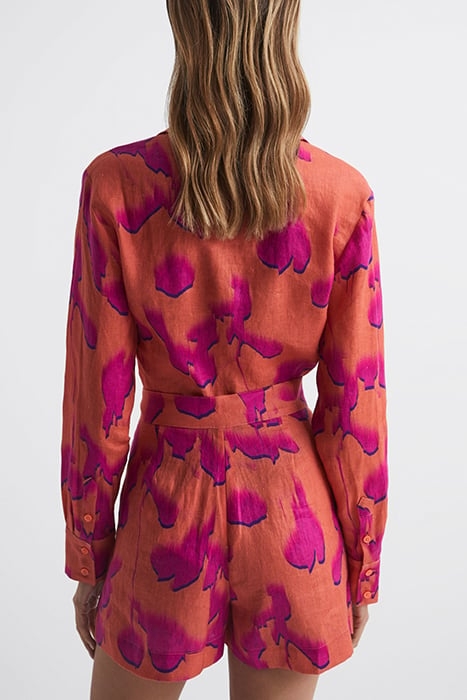 CORRINE-TIE FRONT FLORAL PINK/ORANGE 3