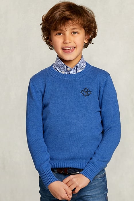 CUSTOM FIT COTTON/WOOL SWEATER OLYMPIC MIX BLUE 1