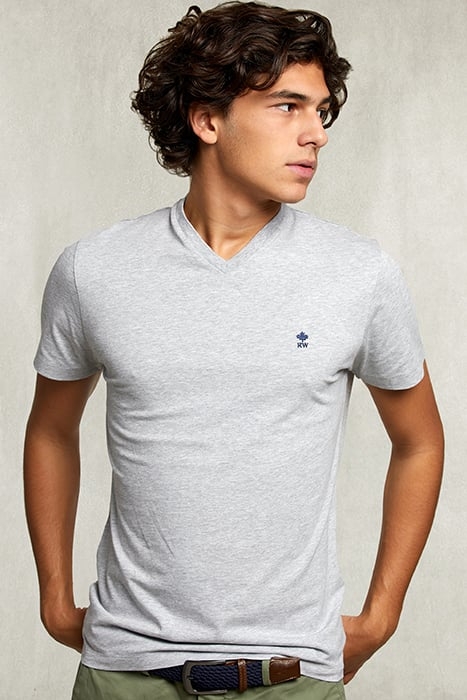SLIM FIT PIMA COTTON T-SHIRT OYSTER MIX GREY 1
