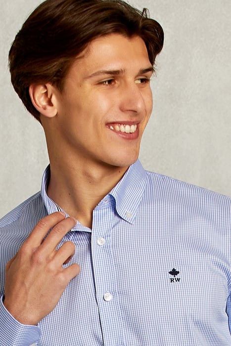 CUSTOM FIT CHECKED SHIRT BLUE/WHITE BLUE 4