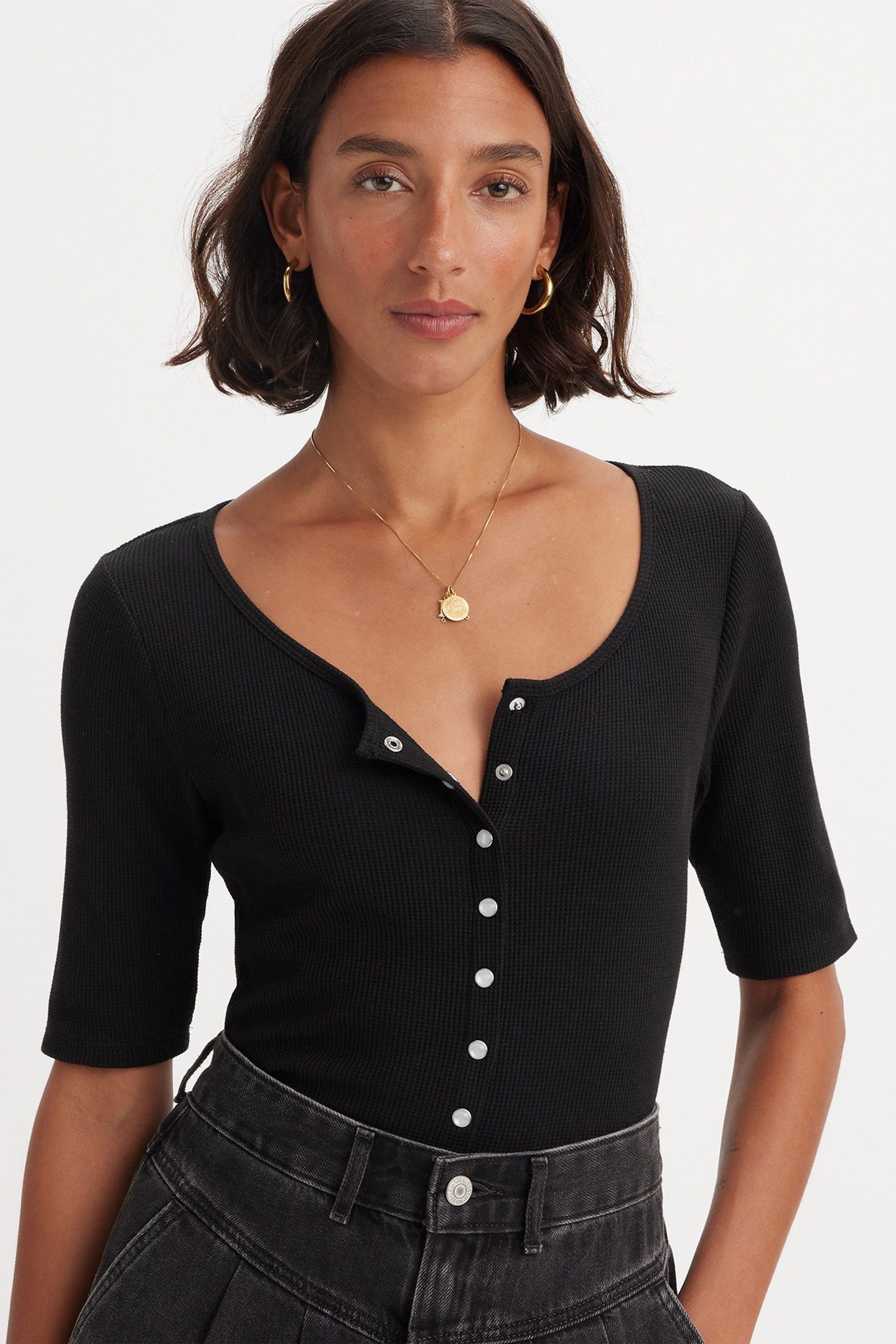 DRY GOODS WAFFLE BUTTON-UP TOP 4