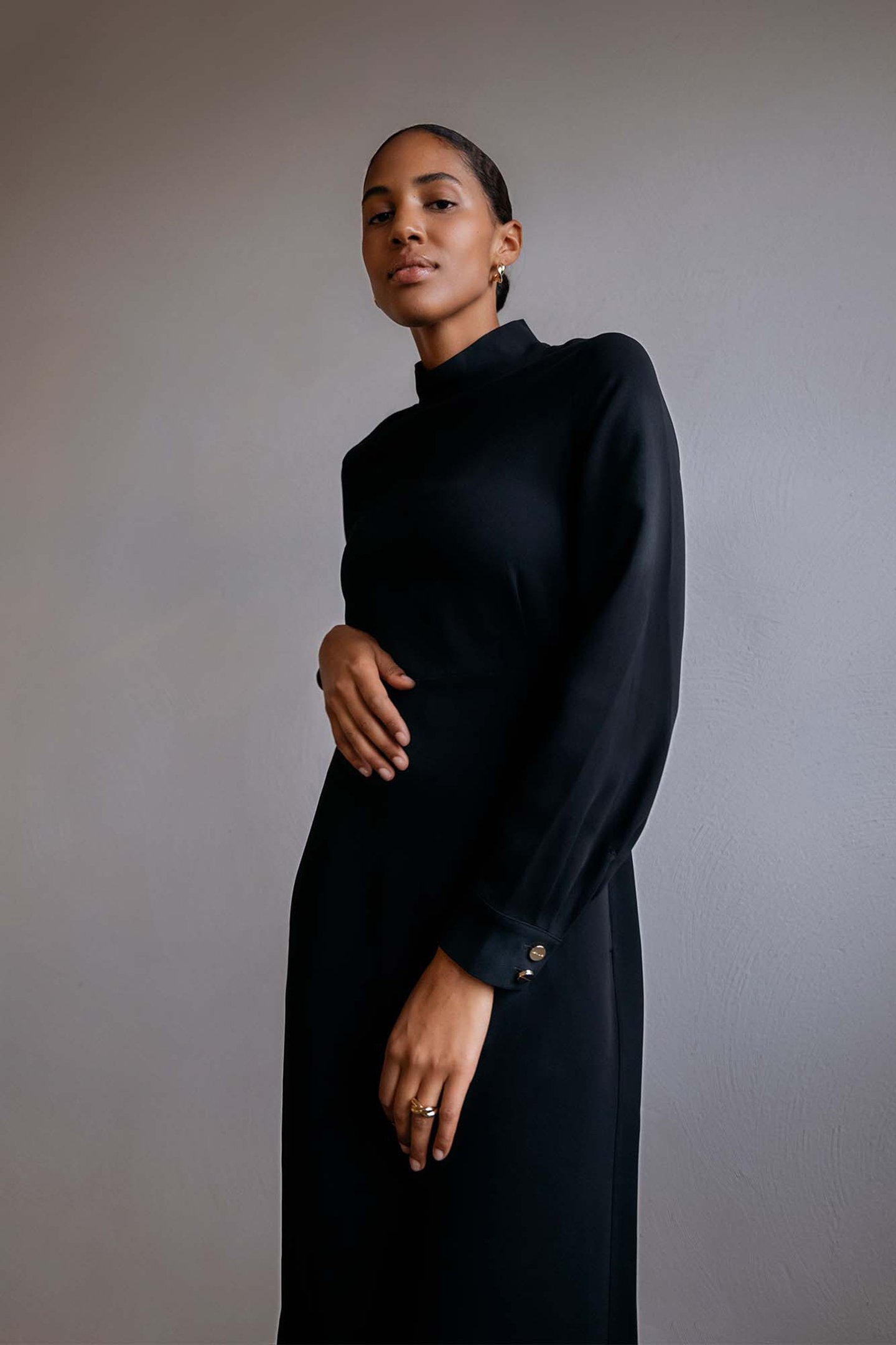 DRESS CREPE LONG SLEEVE BLACK 5