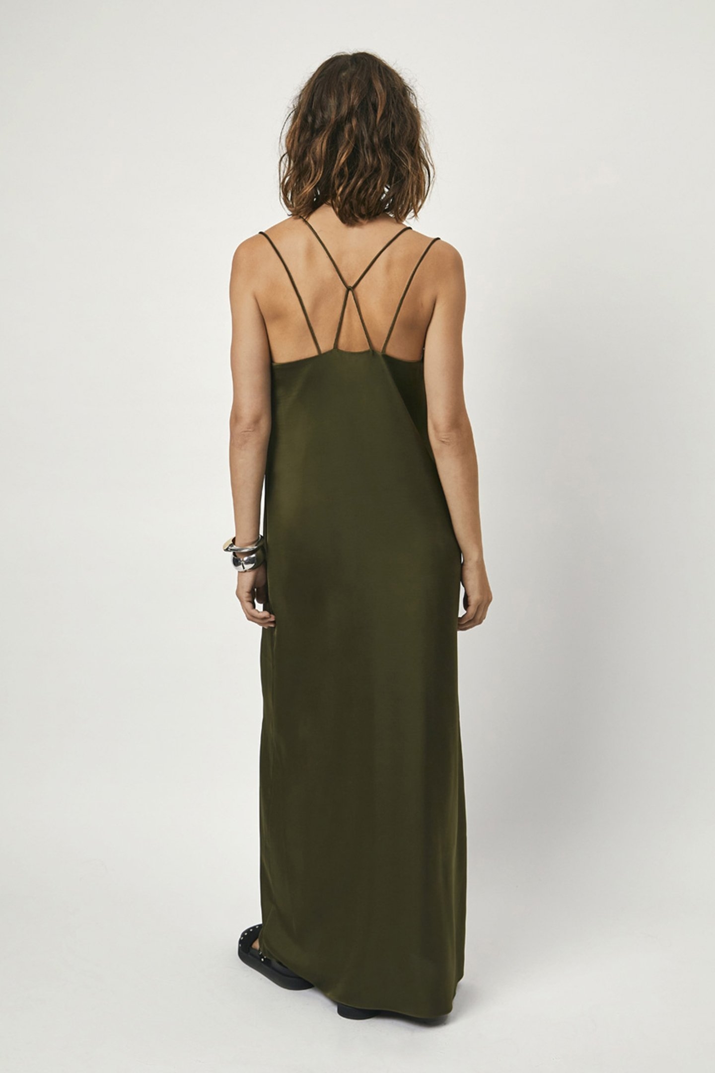 LOAN SATIN DRESS JUNGLE LEAF 2