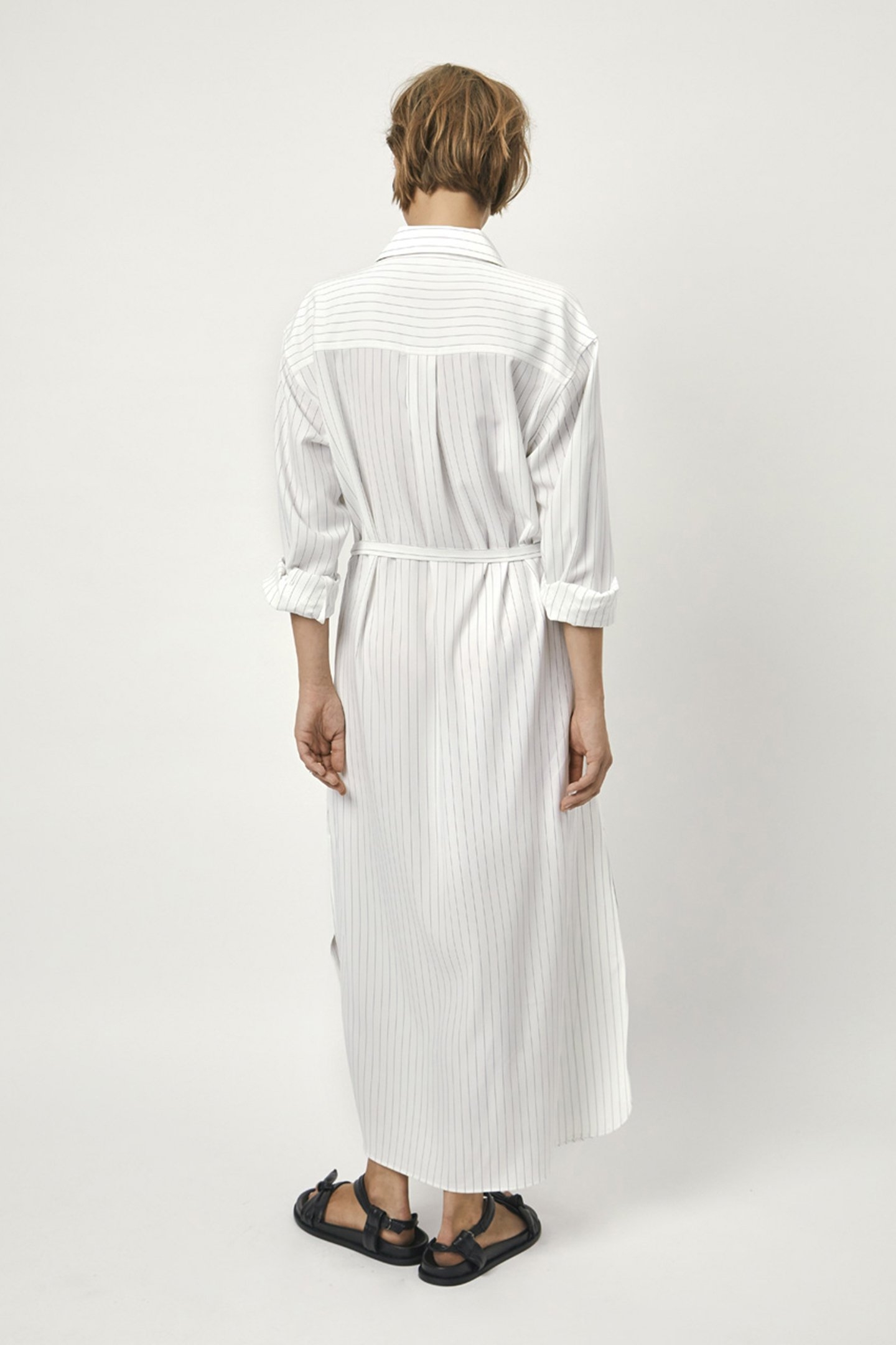 DORFMAN PINSTRIPE DRESS MILK WHITE 2