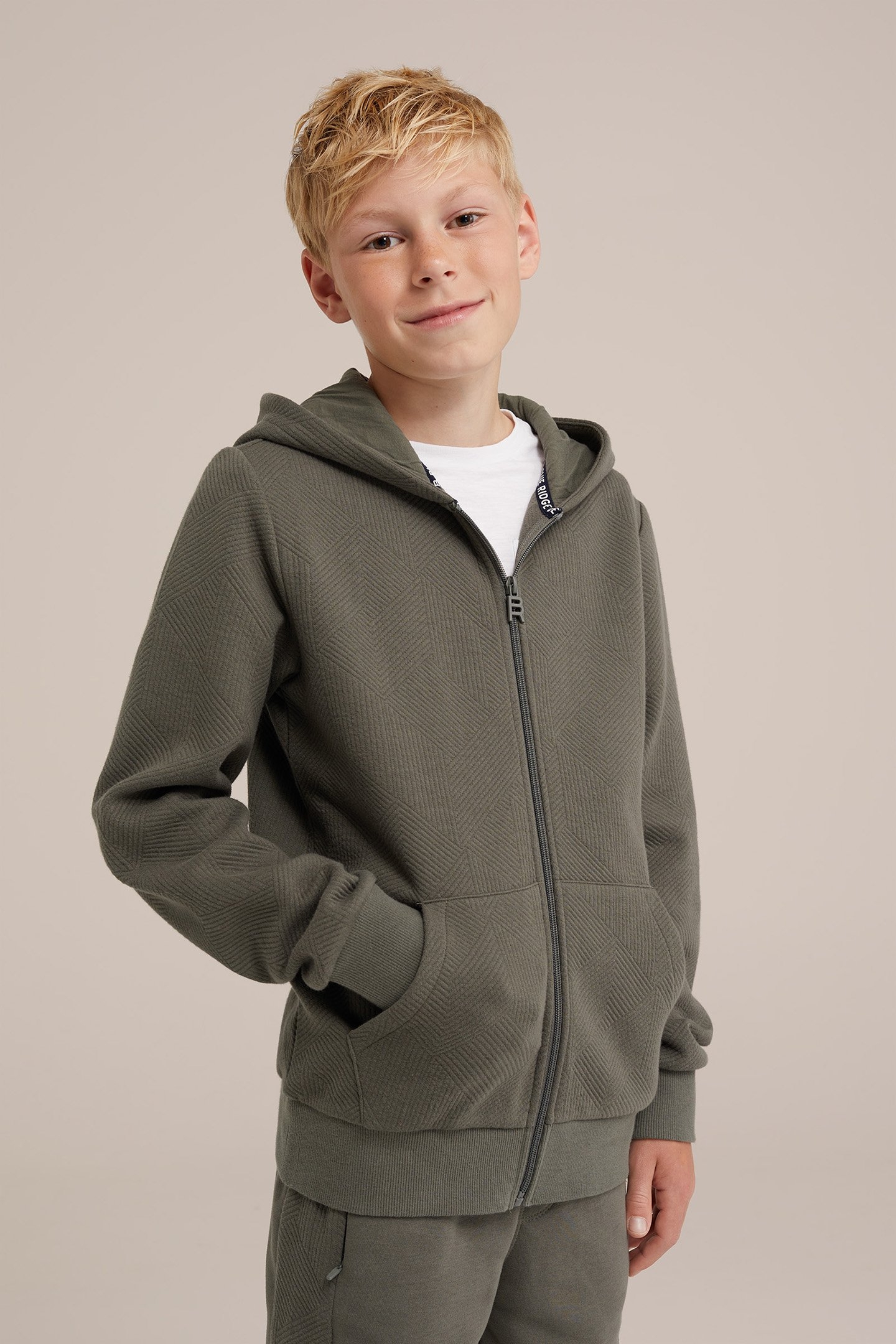 CARDIGAN WITH ZIPPER ARMY GREEN 1