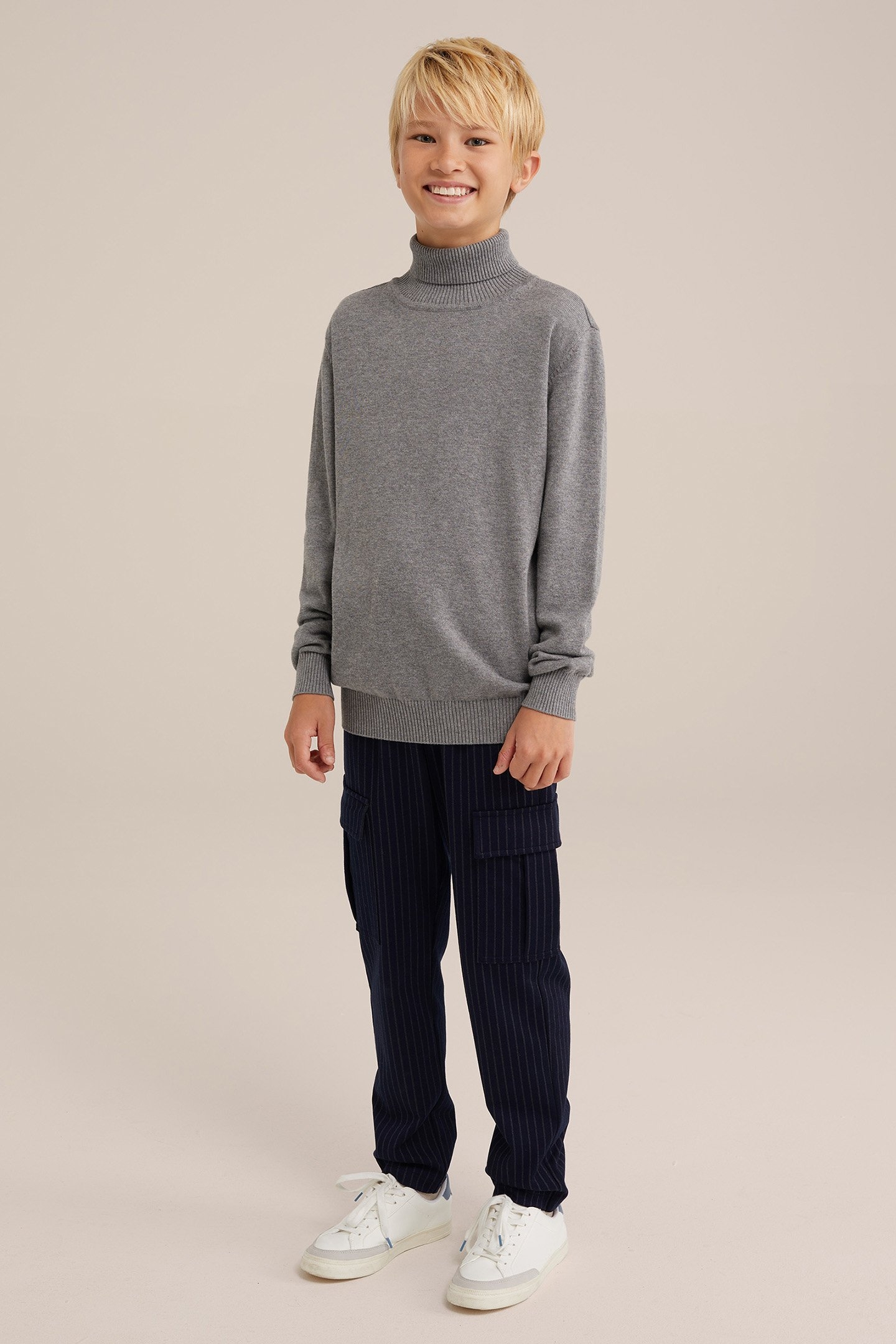 KNITTED PULLOVER LIGHT GREY 2