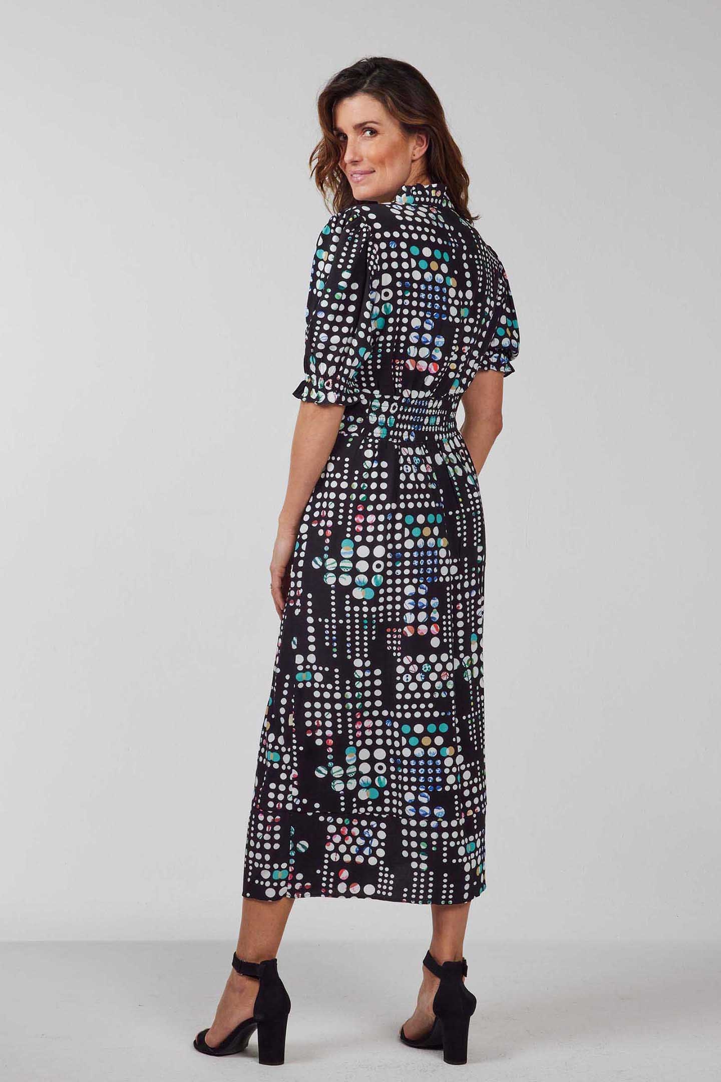 MAXI DRESS BELLA BLACK WITH SECRET DOT PRINT 2