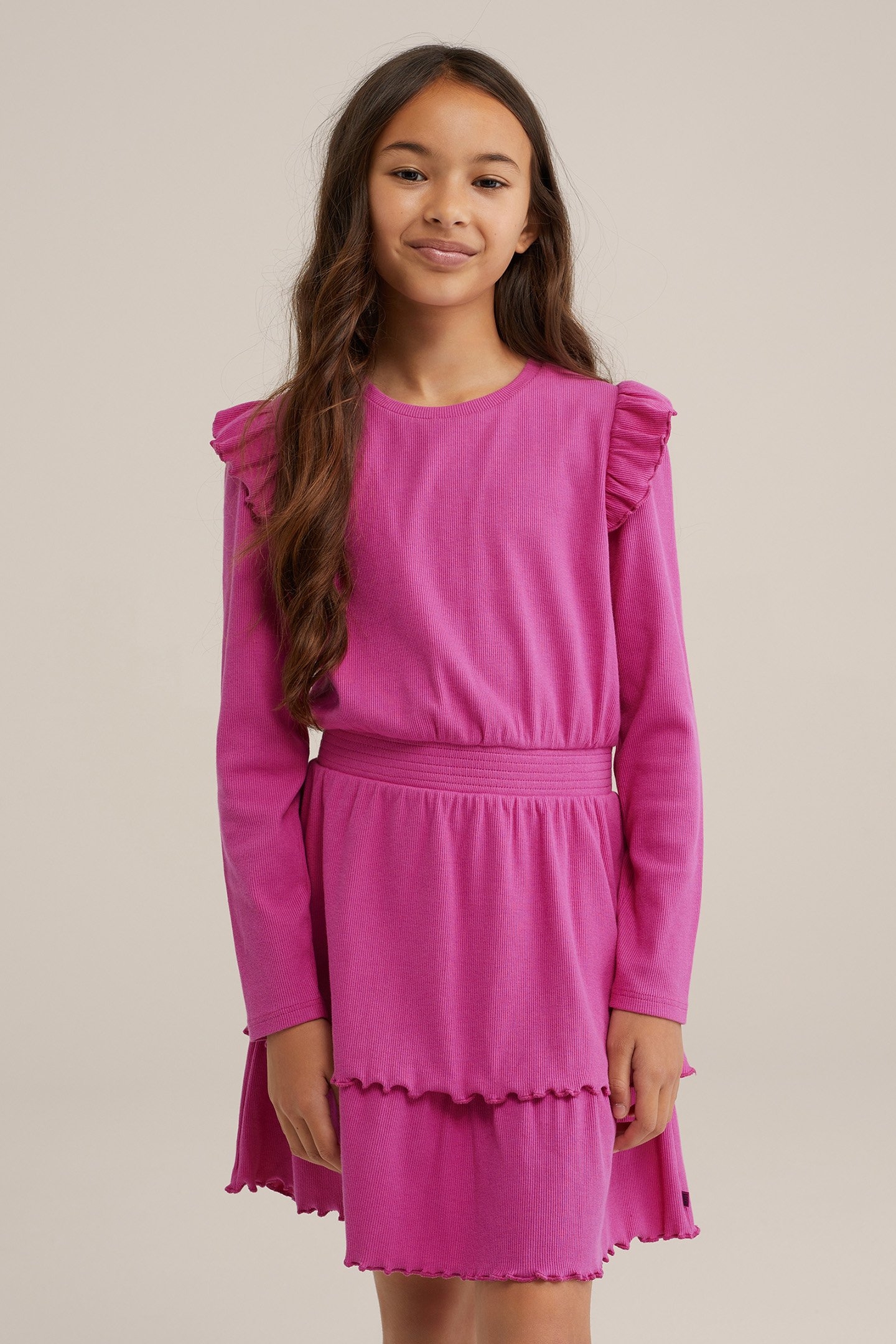 DRESS MID LENGTH BRIGHT PINK 1