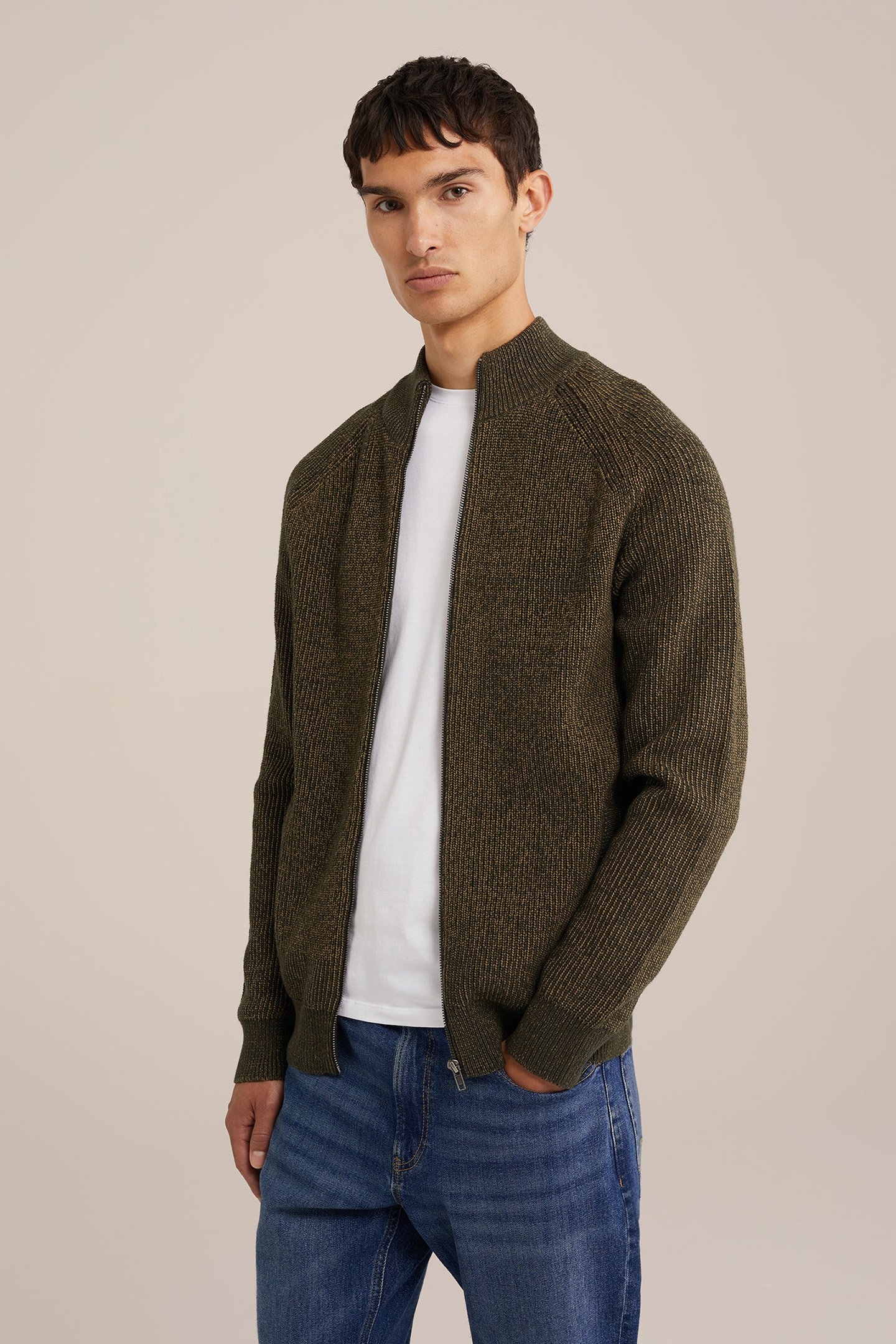 CARDIGAN WITH ZIPPER DARK GREEN 1