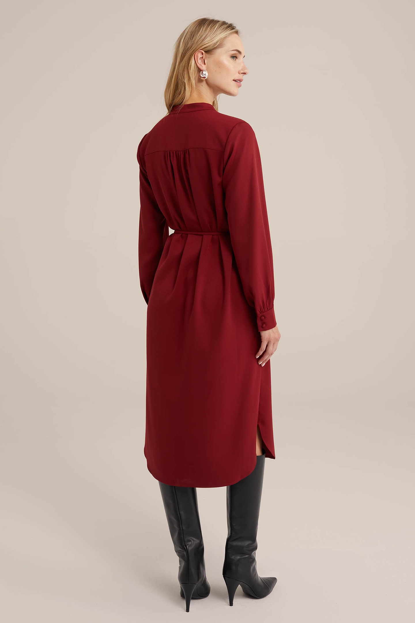 DRESS MID LENGTH BURGUNDY RED 2