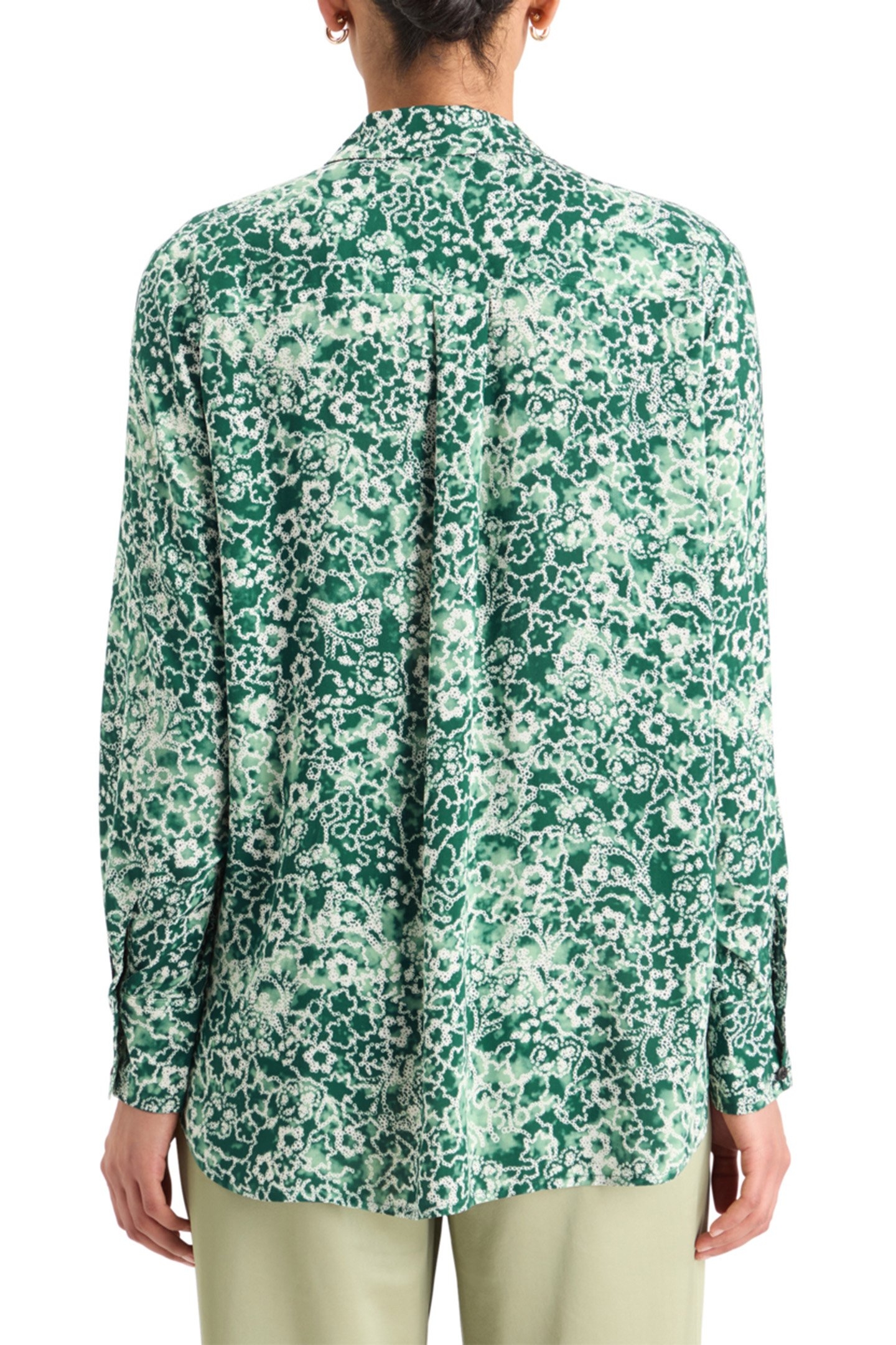 VISCOSE PRINTED RELAXED FIT SHIRT SHIBORI FLORAL GREEN 2