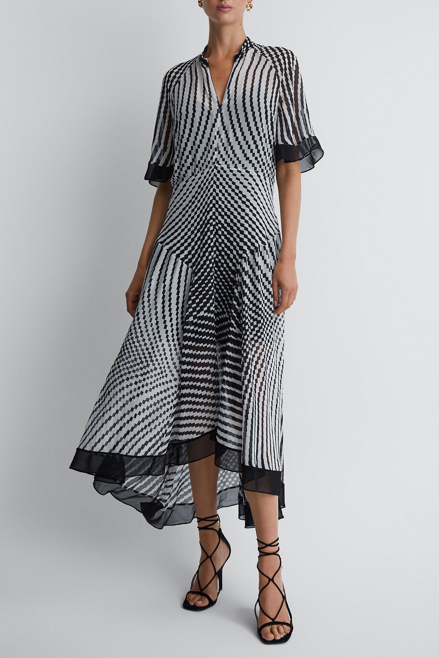 CHECK MIDI DRESS BLACK/WHITE 5