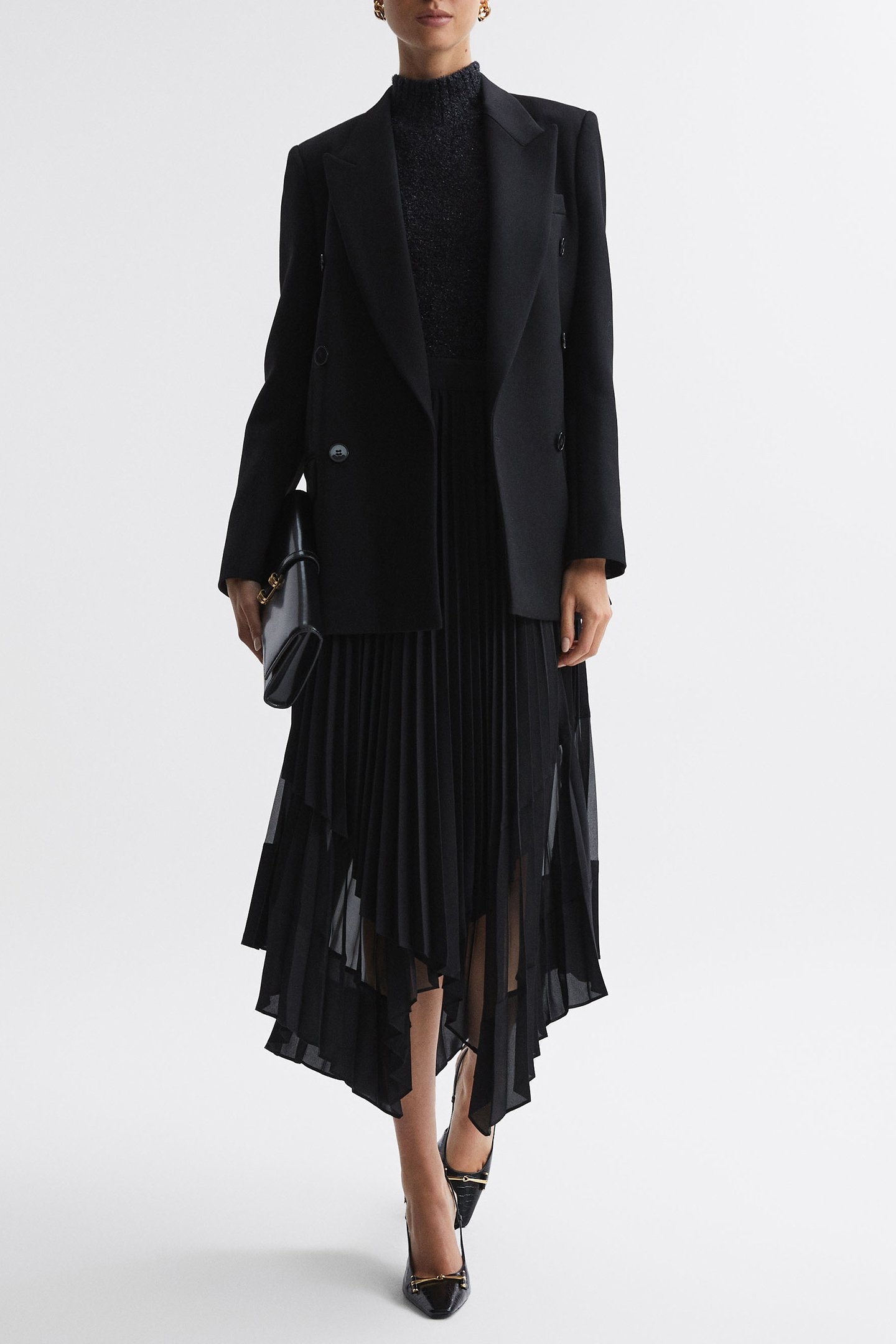 SHEER PLEAT SKIRT BLACK 3