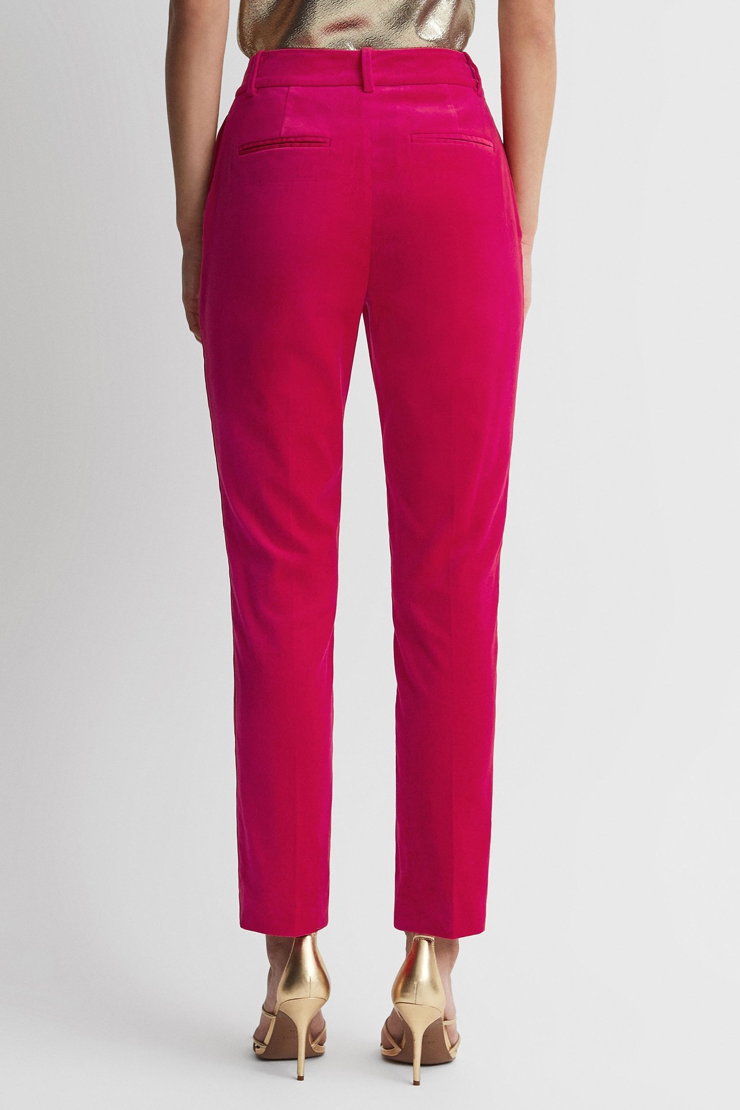 VELVET TAPER TROUSER PINK 2