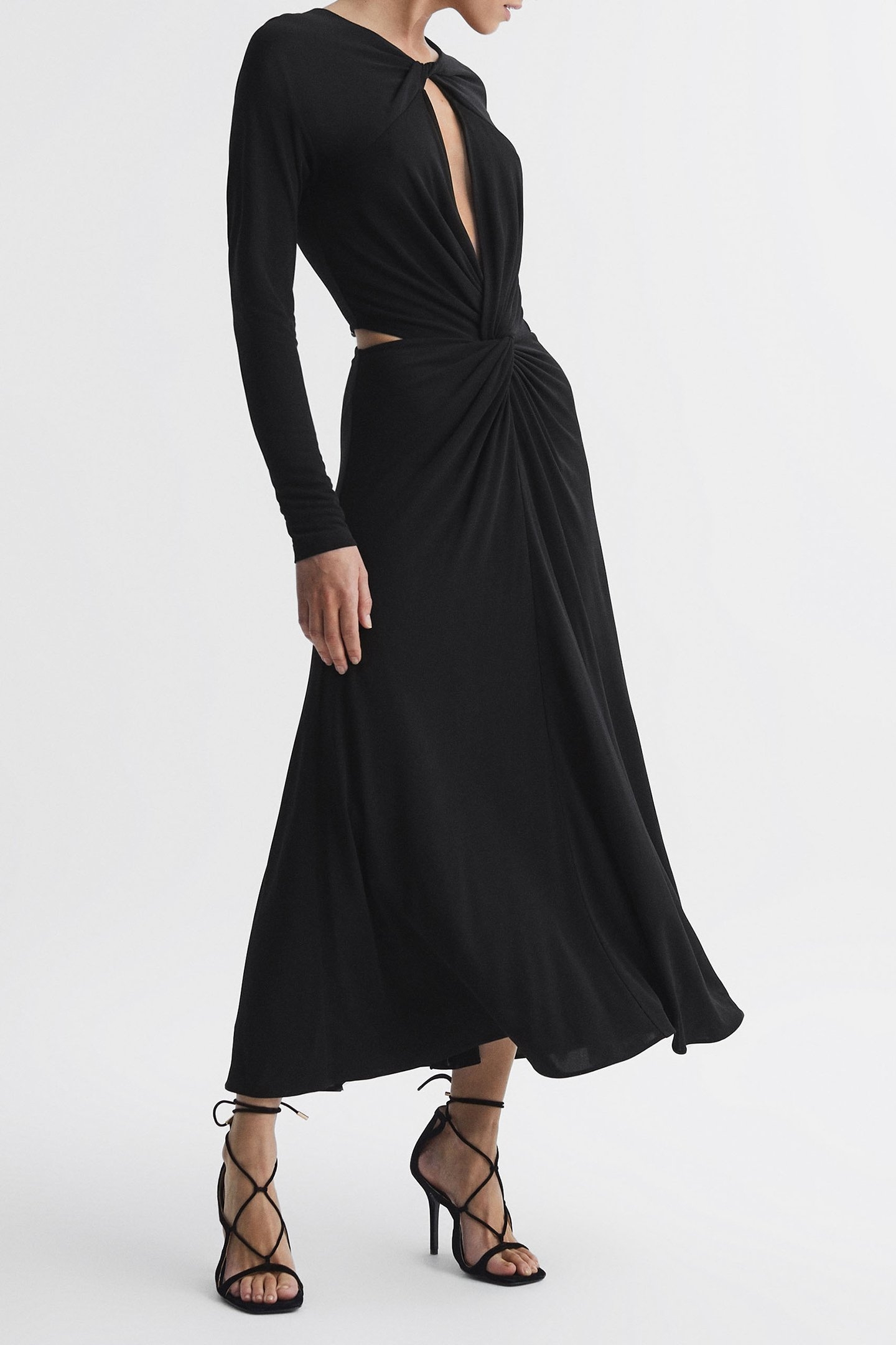 LONG SLEEVE JERSEY BODYCON MIDI BLACK 1