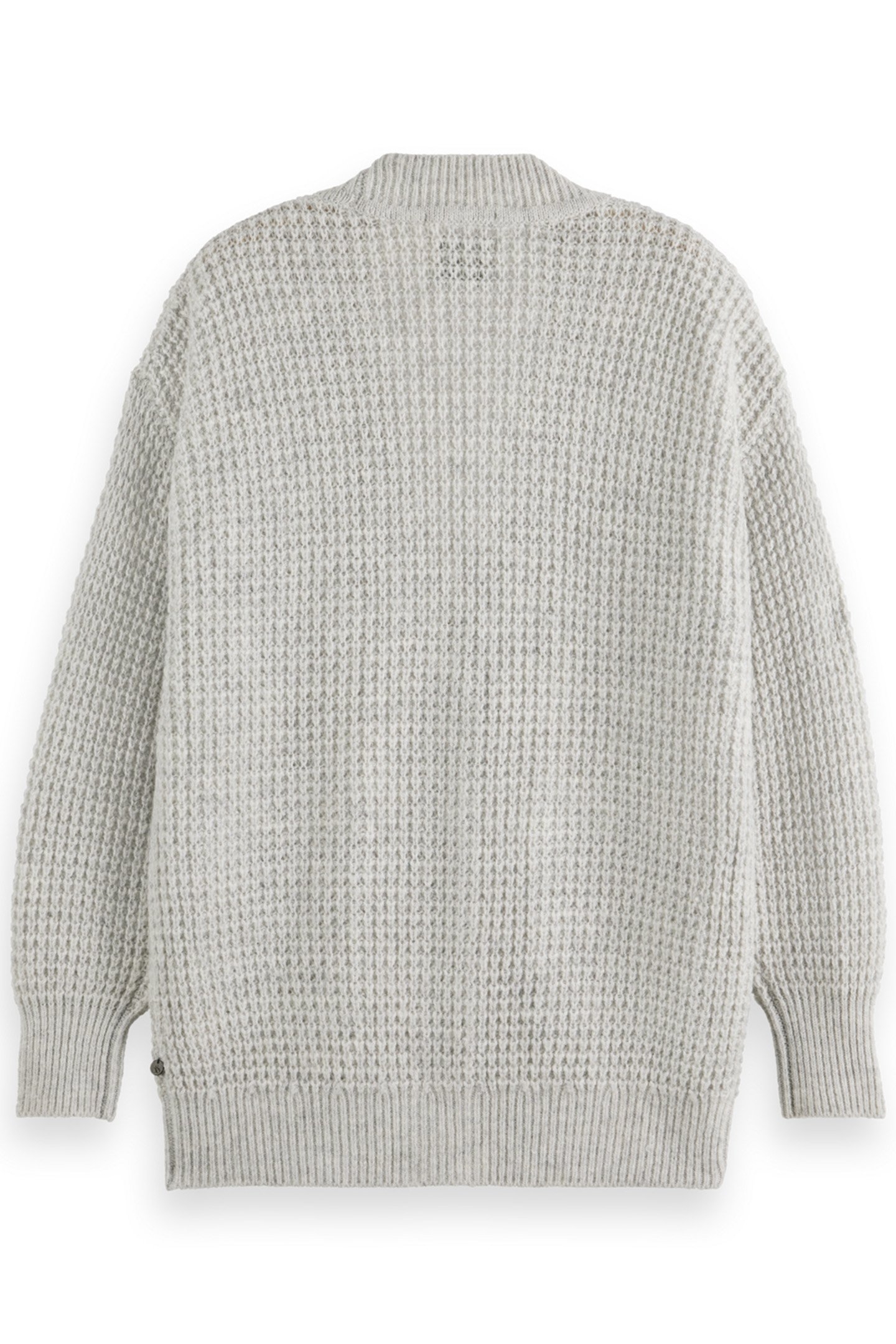 TEXTURED STITCH OVERSIZED CARDIGAN LIGHT GREY MELANGE 2