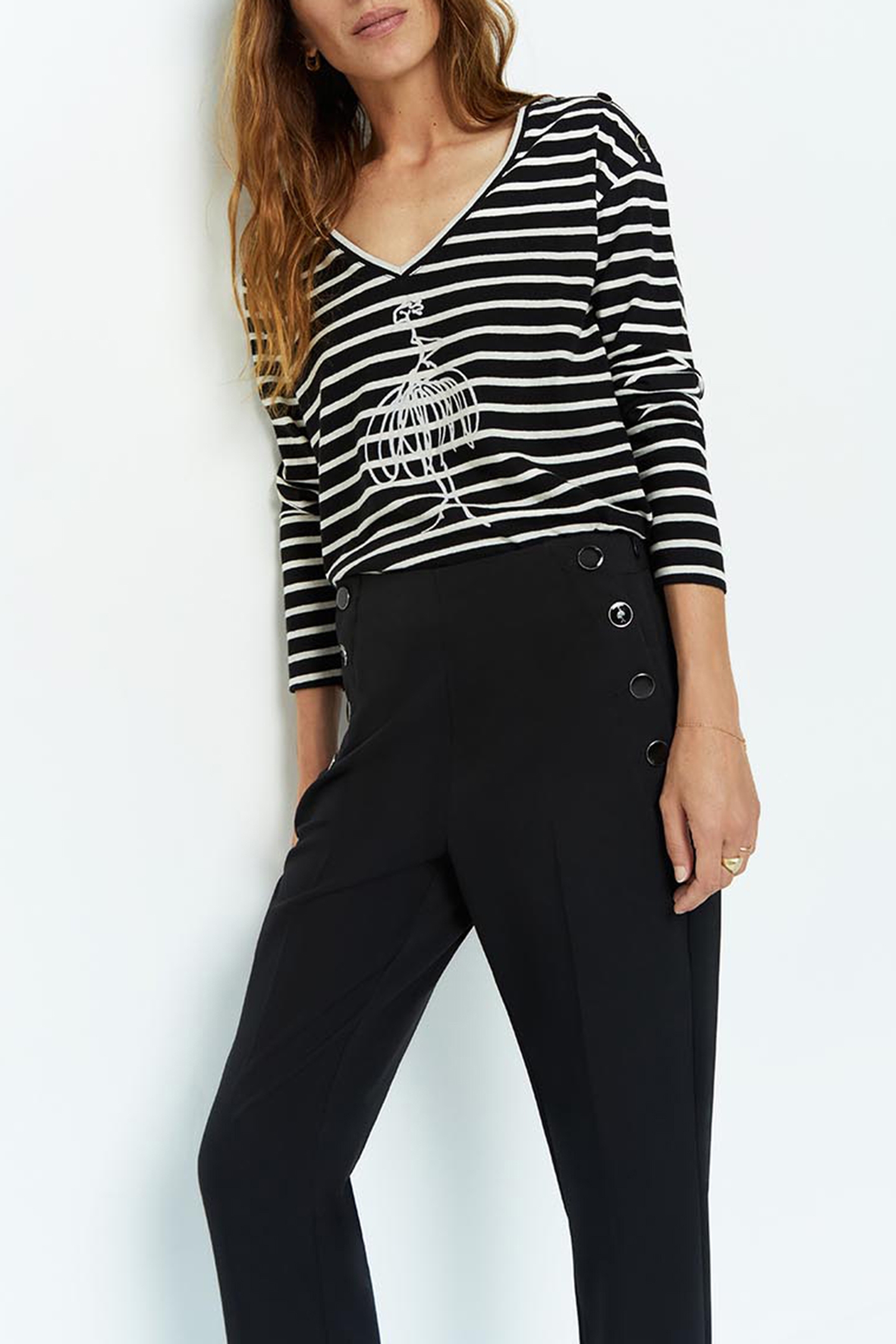 MARA _ T_SHIRT SAILOR BLACK AND ECRU WITH VISUAL DANCER BLAC 1