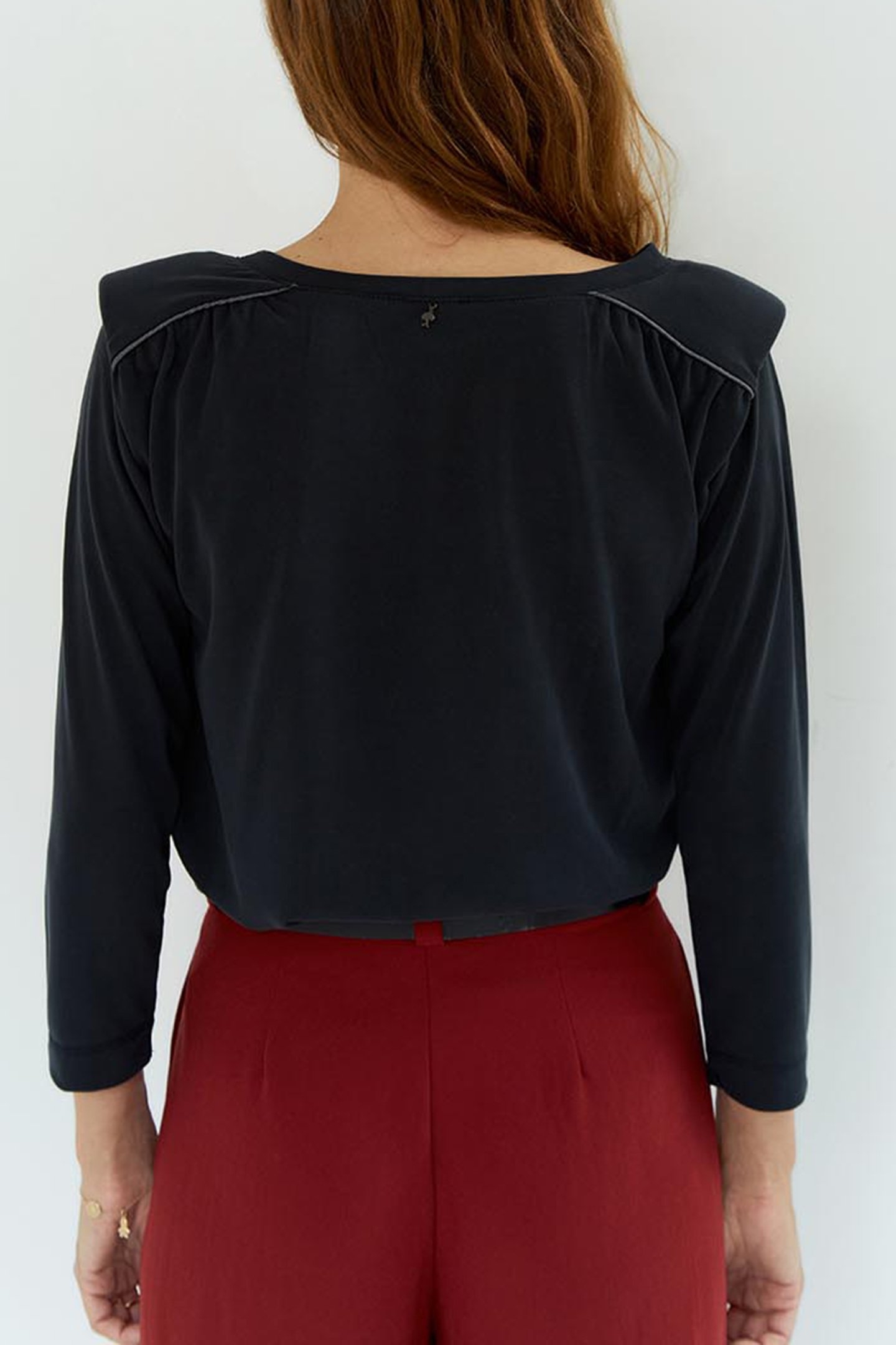 MINO _ BLACK T-SHIRT WITH SHOULDER PADS BLACK 2