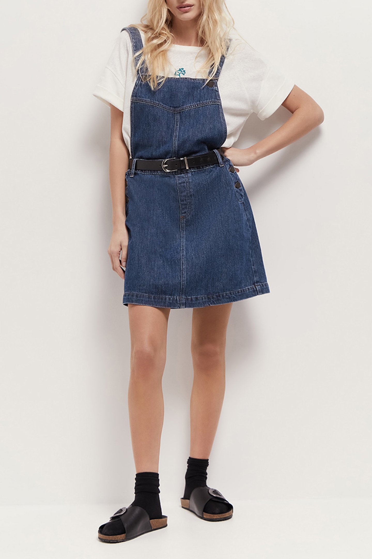 RANDY - BLUE DENIM DUNGAREE DRESS MEDIUM BLUE 2