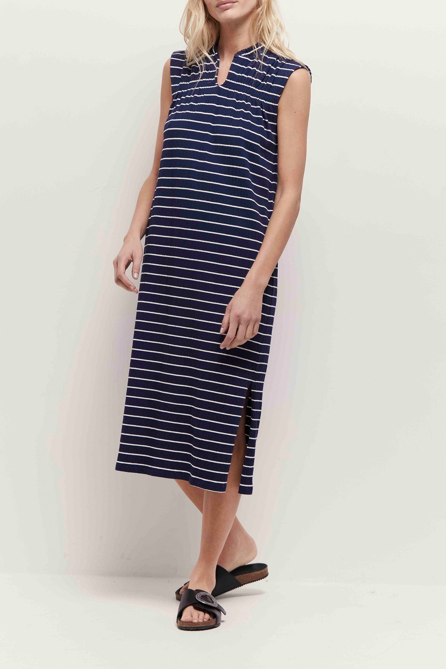 ROMY - OFF WHITE STRIPES ESTATE BLUE SAILOR DRESS ESTATE BLU 1