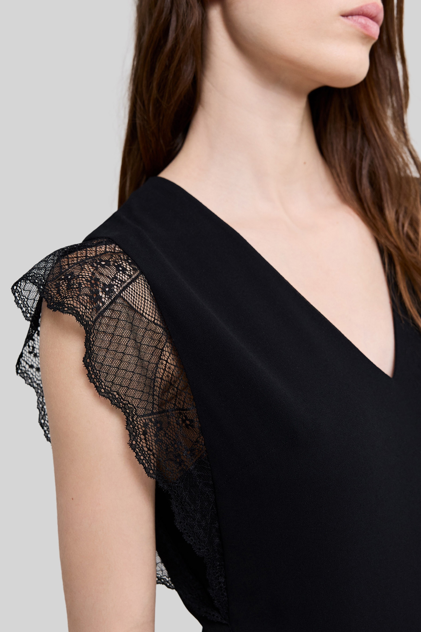 BLACK RECYCLED PLEATED LONG DRESS 6