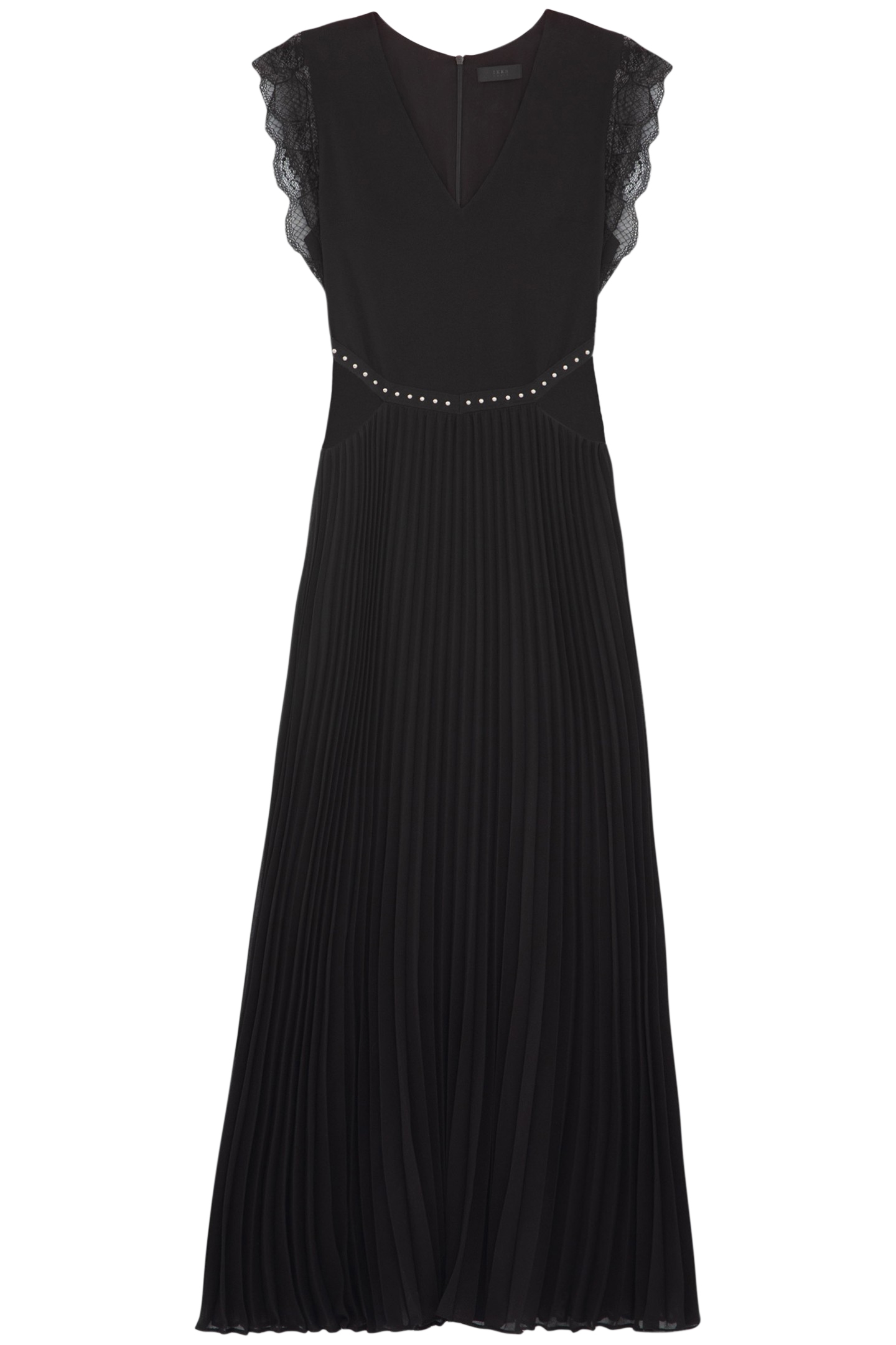 BLACK RECYCLED PLEATED LONG DRESS 3