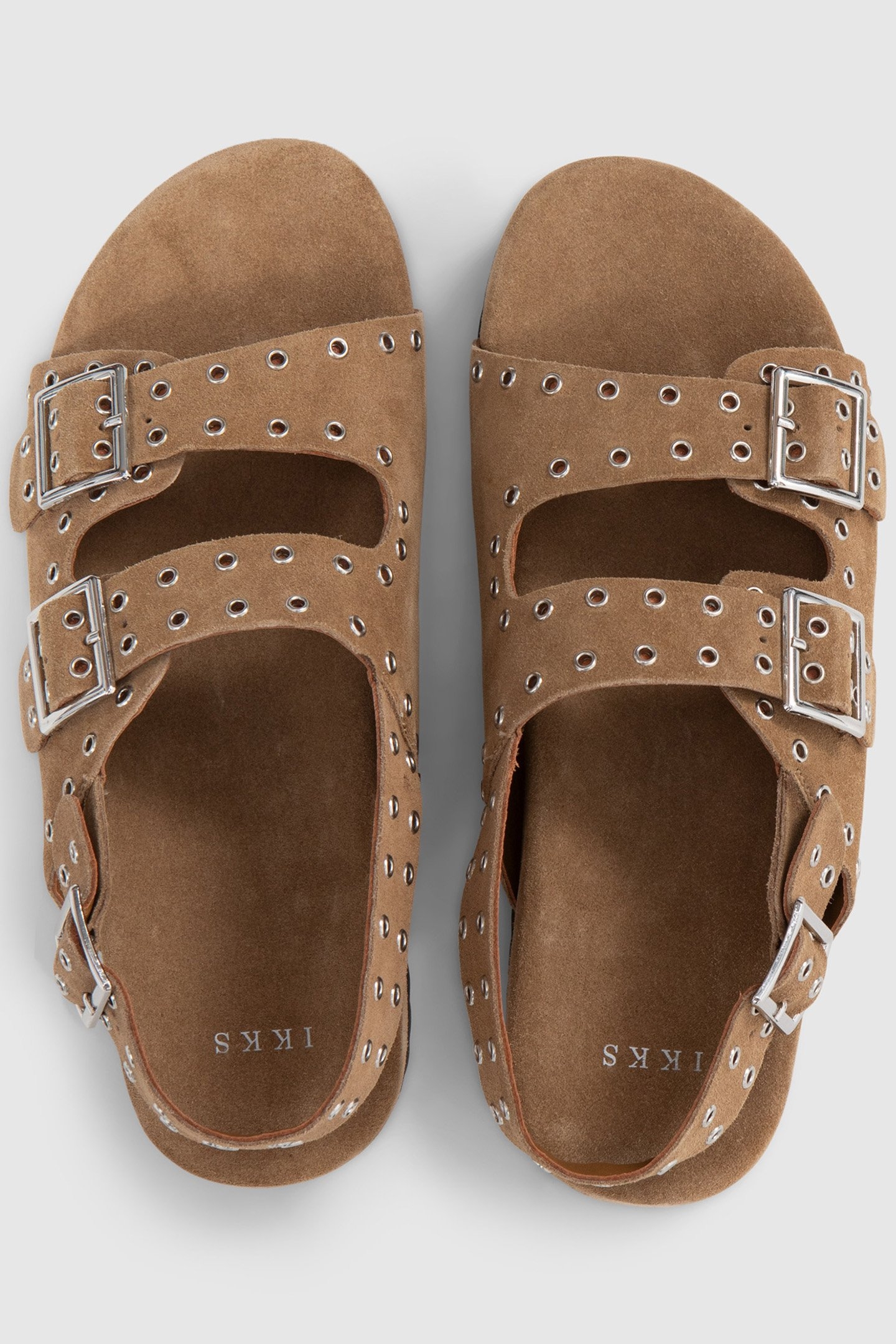 SAND SUEDE SANDALS WITH EYELET STRAPS 4