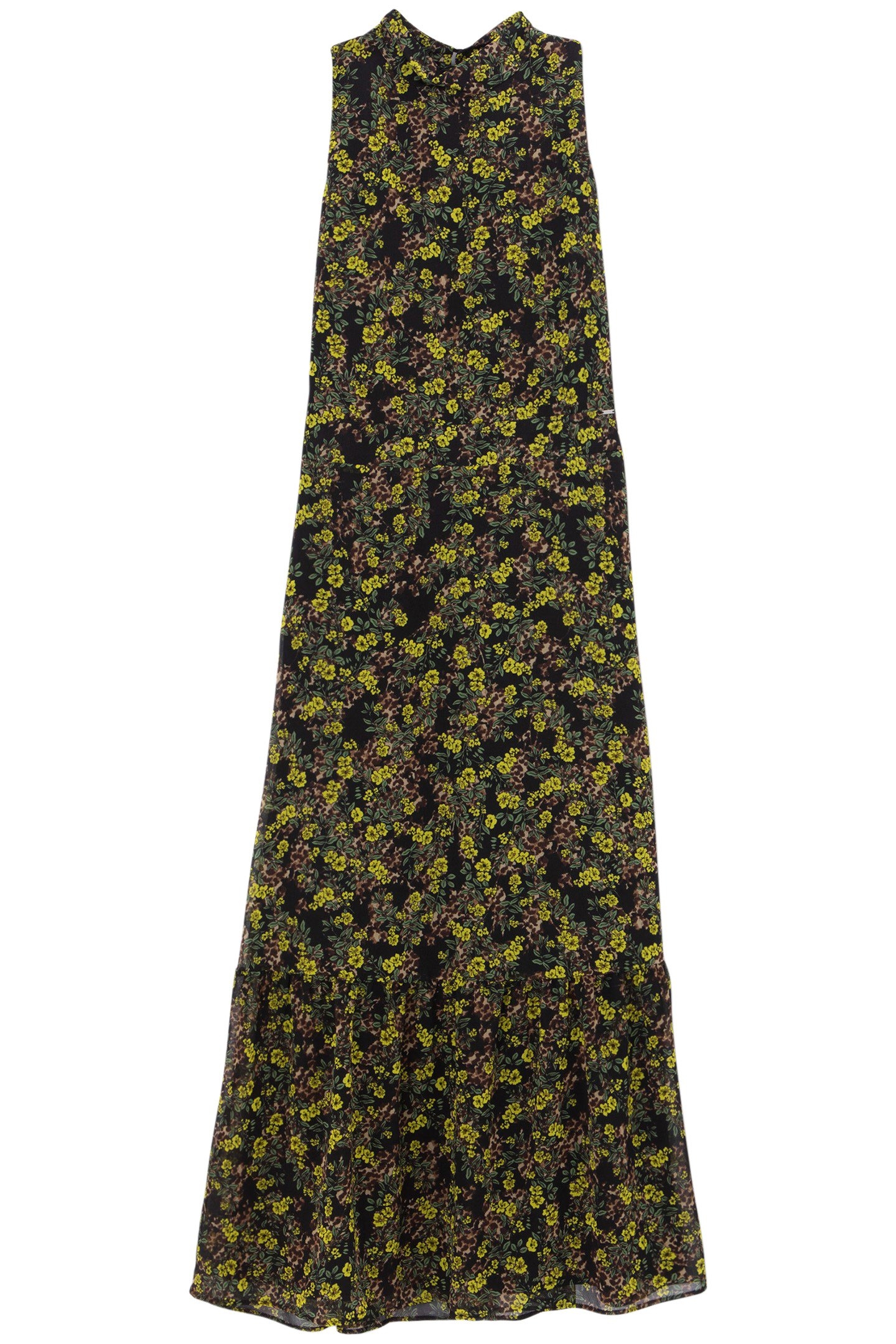 BLACK RECYCLED LONG DRESS, FLORAL LEOPARD PRINT 3