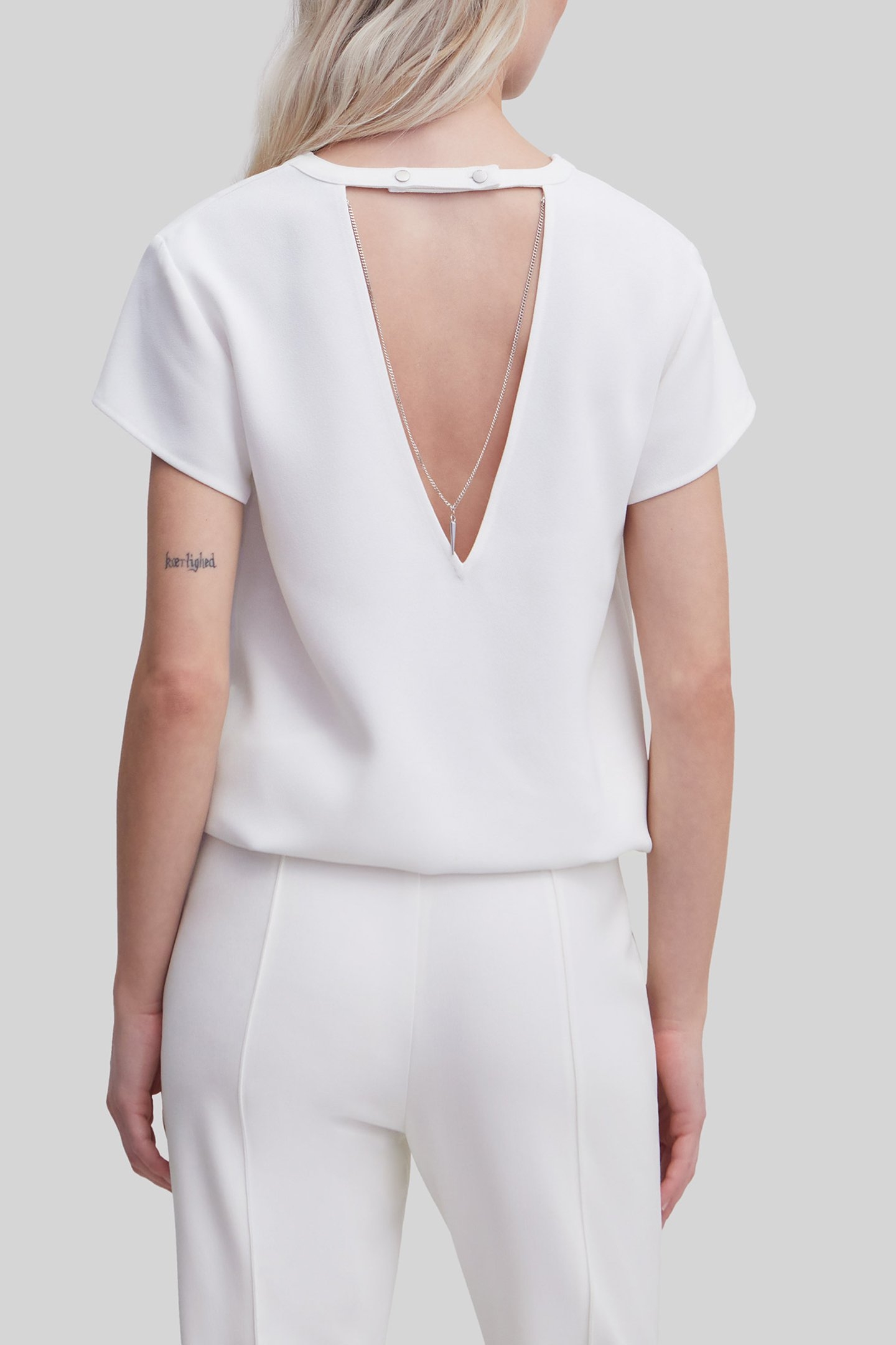 OFF-WHITE RECYCLED TOP WITH NECKLACE ON BACK 2