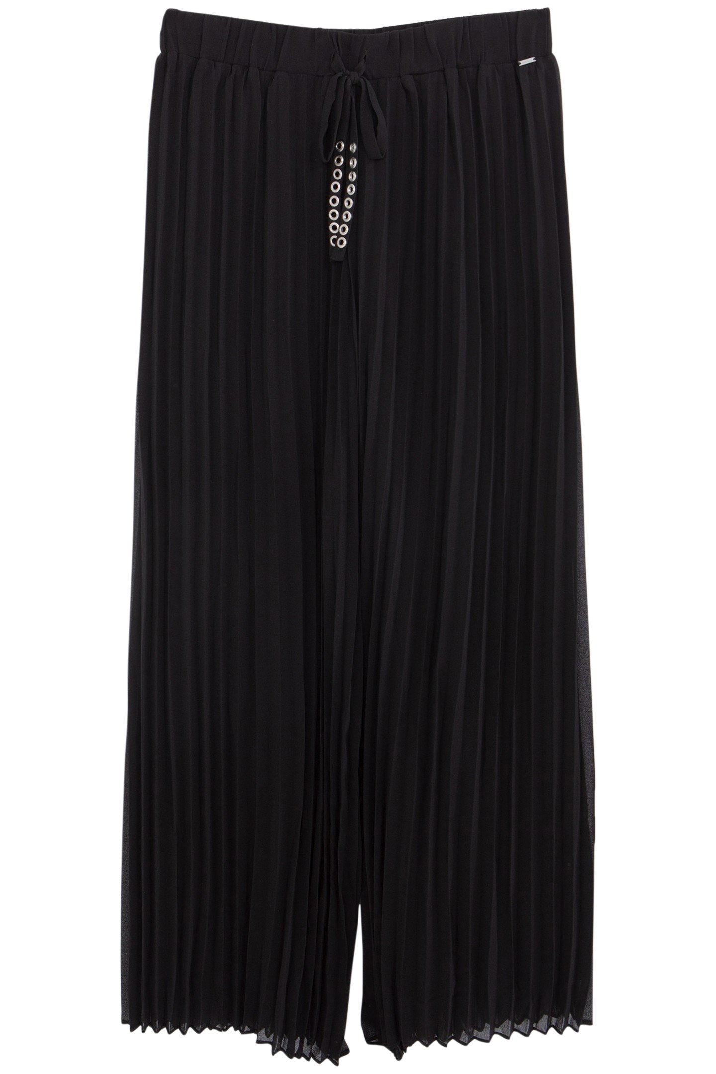 BLACK PLEATED WIDE-LEG TROUSERS 4