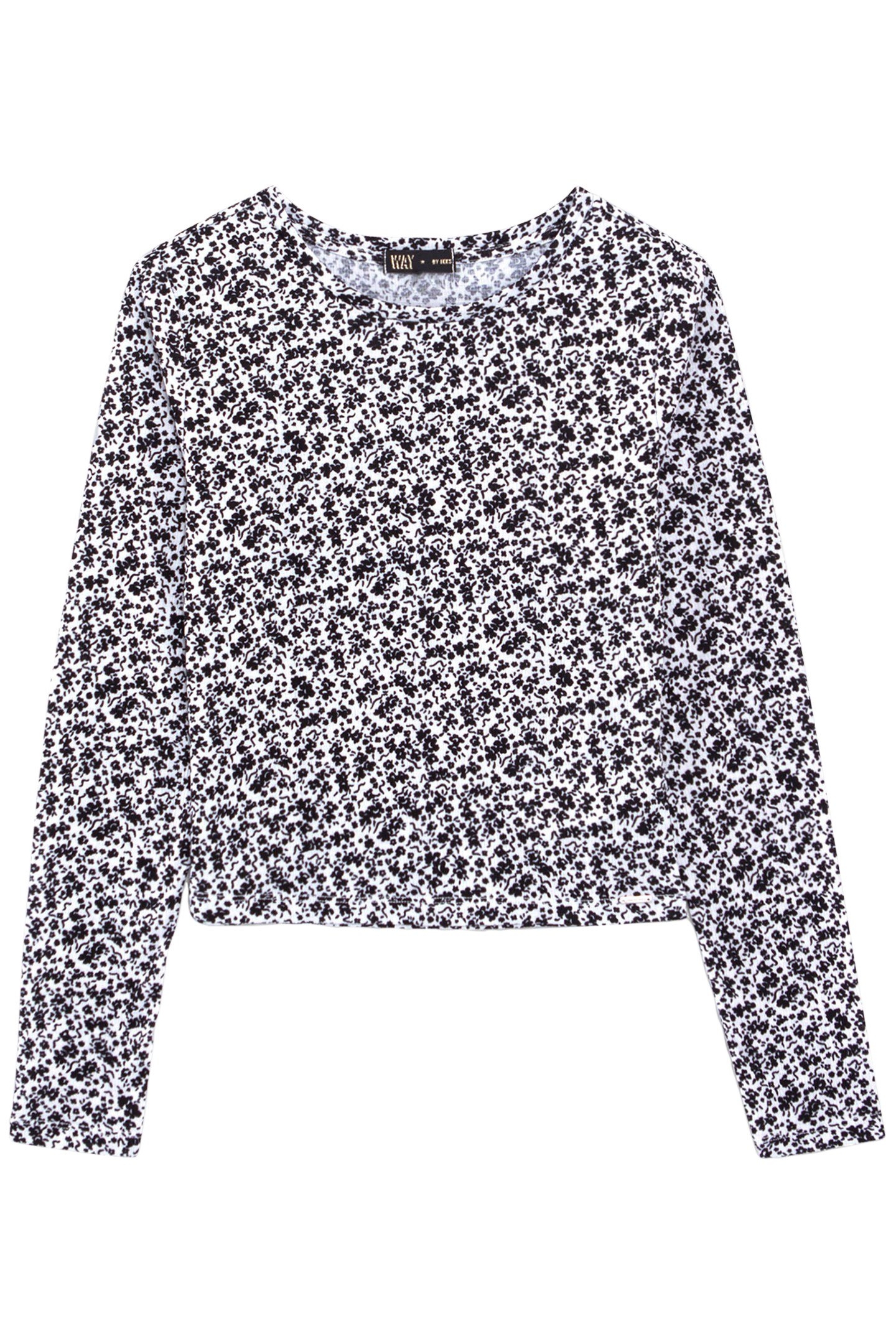 GIRLS' OFF-WHITE T-SHIRT WITH BLACK FLOWER PRINT 1