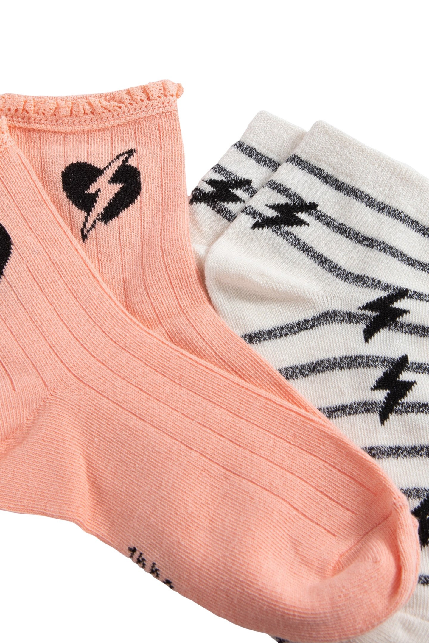GIRLS’ PEACH AND ECRU TONE-ON-TONE SOCKS 3