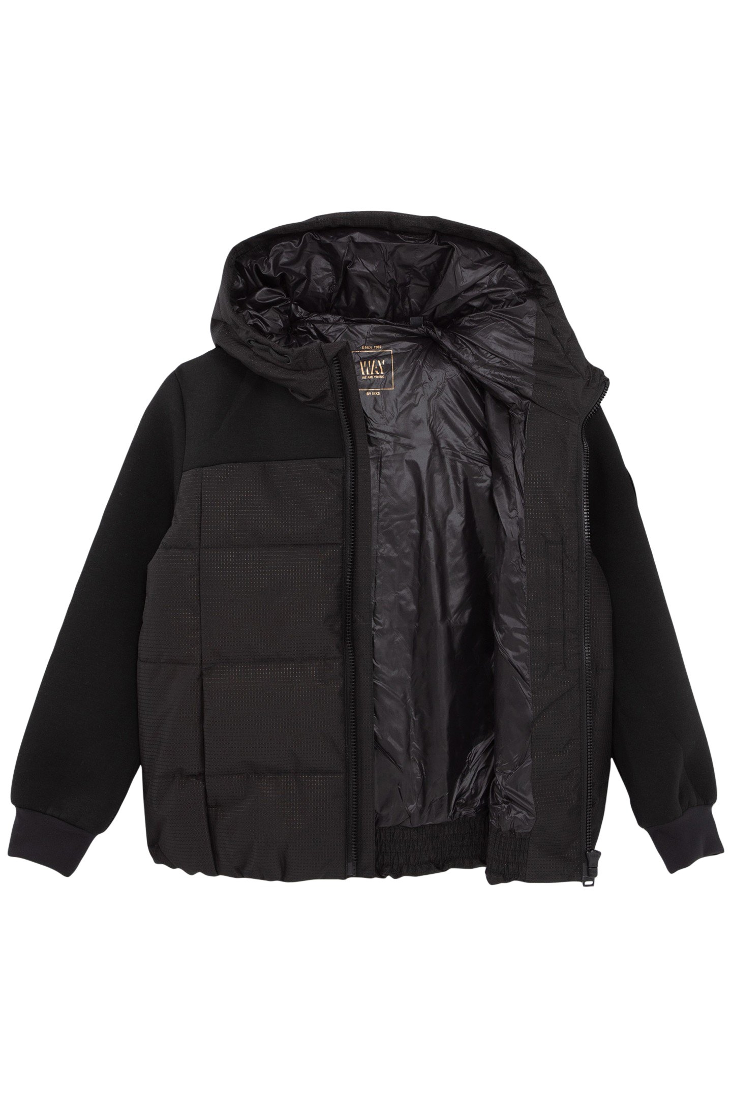BOYS’ BLACK MIXED FABRIC PADDED JACKET 3