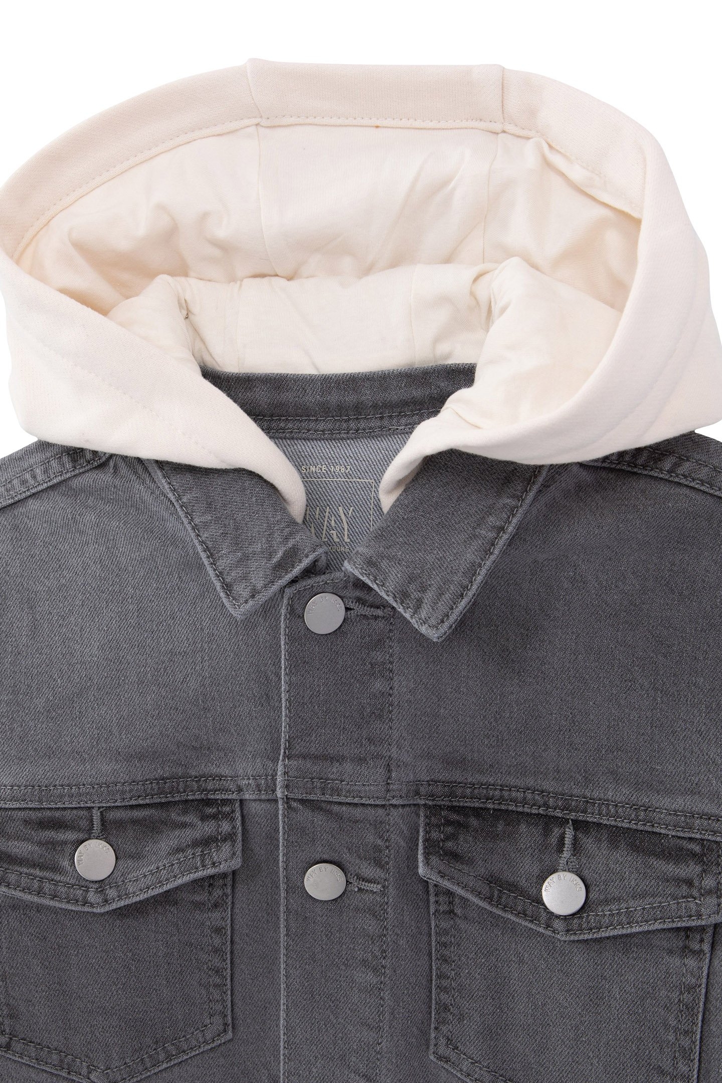 BOYS’ GREY WATERLESS DENIM JACKET WITH DETACHABLE HOOD 3