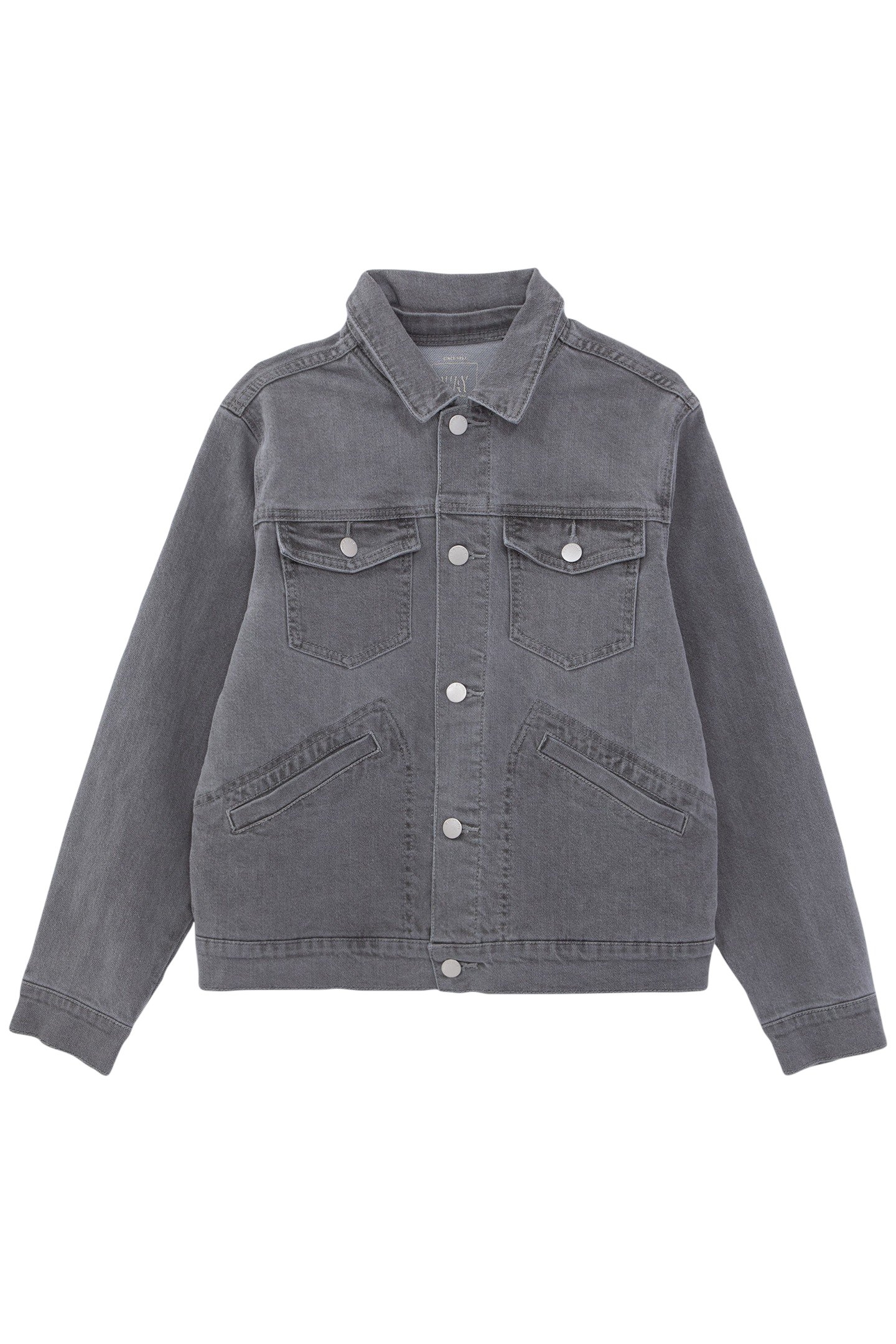 BOYS’ GREY WATERLESS DENIM JACKET WITH DETACHABLE HOOD 1